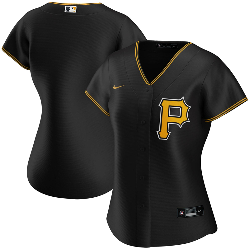 2020 MLB Women Pittsburgh Pirates Nike Black Alternate 2020 Replica Team Jersey 1